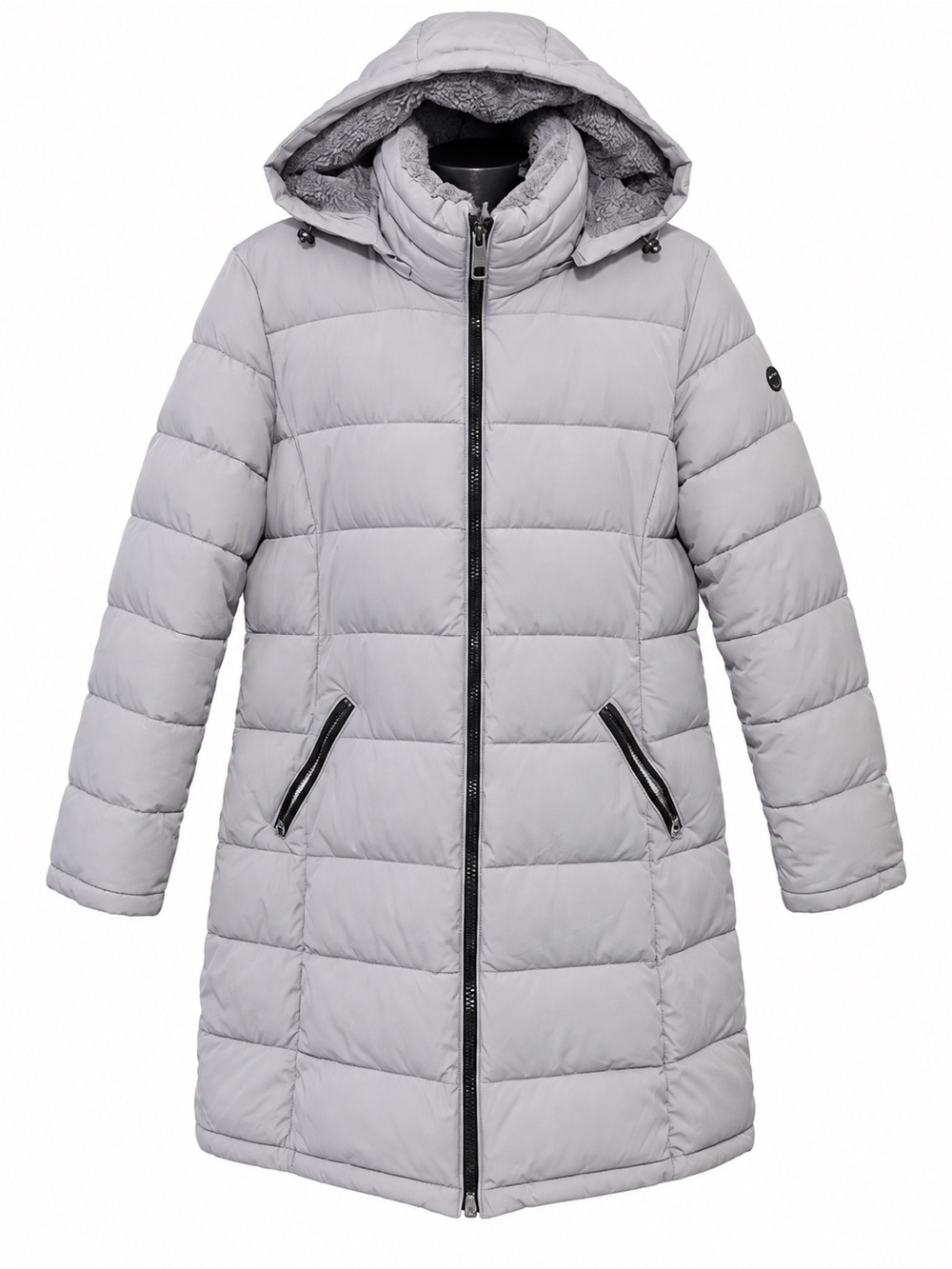 Andrew Marc Stretch XL Light Gray Long Hooded Puffer Parka Coat